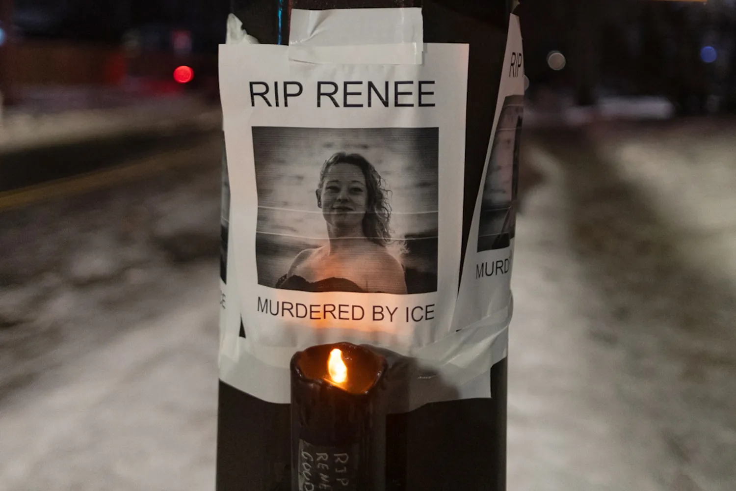 A poster featuring Renee Good's image